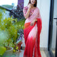 Rajwada Women's Pink Chinon  Saree with stitched Blouse