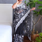 Rajwada Black Organza  Saree with unstitched Blouse For Women