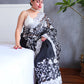 Rajwada Black Organza  Saree with unstitched Blouse For Women