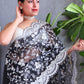 Rajwada Black Organza  Saree with unstitched Blouse For Women