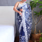 Rajwada Blue Organza  Saree with unstitched Blouse For Women