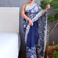 Rajwada Blue Organza  Saree with unstitched Blouse For Women