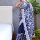 Rajwada Blue Organza  Saree with unstitched Blouse For Women