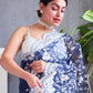 Rajwada Blue Organza  Saree with unstitched Blouse For Women