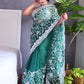 Rajwada Green Organza  Saree with unstitched Blouse For Women