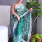 Rajwada Green Organza  Saree with unstitched Blouse For Women