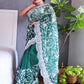 Rajwada Green Organza  Saree with unstitched Blouse For Women