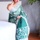 Rajwada Green Organza  Saree with unstitched Blouse For Women