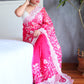 Rajwada Pink Organza  Saree with unstitched Blouse For Women