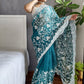 Rajwada Teal Organza  Saree with unstitched Blouse For Women