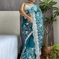 Rajwada Teal Organza  Saree with unstitched Blouse For Women