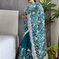 Rajwada Teal Organza  Saree with unstitched Blouse For Women