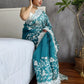 Rajwada Teal Organza  Saree with unstitched Blouse For Women