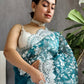 Rajwada Teal Organza  Saree with unstitched Blouse For Women
