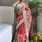 Rajwada Red Organza  Saree with unstitched Blouse For Women