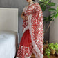 Rajwada Red Organza  Saree with unstitched Blouse For Women