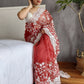 Rajwada Red Organza  Saree with unstitched Blouse For Women