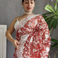 Rajwada Red Organza  Saree with unstitched Blouse For Women
