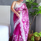 Rajwada Purple Organza  Saree with unstitched Blouse For Women