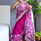 Rajwada Purple Organza  Saree with unstitched Blouse For Women