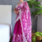Rajwada Purple Organza  Saree with unstitched Blouse For Women