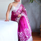 Rajwada Purple Organza  Saree with unstitched Blouse For Women