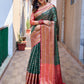 Rajwada Green Silk Saree with unstitched Blouse for Women