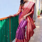 Rajwada Purple Silk Saree with unstitched Blouse For Women