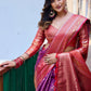 Rajwada Purple Silk Saree with unstitched Blouse For Women