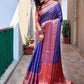 Rajwada Blue Silk Saree with unstitched Blouse For Women