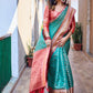 Rajwada Sea Green Silk Saree with unstitched Blouse For Women