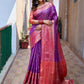 Rajwada Purple Silk Saree with unstitched Blouse For Women