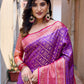 Rajwada Purple Silk Saree with unstitched Blouse For Women