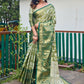 Rajwada Women's Olive Banarasi Silk  Saree with unstitched Blouse