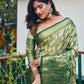 Rajwada Women's Olive Banarasi Silk  Saree with unstitched Blouse