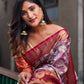 Rajwada Women's Violet Banarasi Silk  Saree with unstitched Blouse
