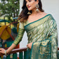 Rajwada Women's Green Banarasi Silk  Saree with unstitched Blouse