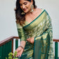 Rajwada Women's Green Banarasi Silk  Saree with unstitched Blouse