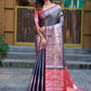 Rajwada Grey Banarasi Silk  Saree with unstitched Blouse For Women