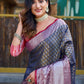 Rajwada Grey Banarasi Silk  Saree with unstitched Blouse For Women