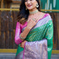 Rajwada Green Banarasi Silk  Saree with unstitched Blouse For Women
