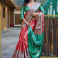 Rajwada Red Banarasi Silk  Saree with unstitched Blouse For Women