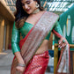 Rajwada Red Banarasi Silk  Saree with unstitched Blouse For Women