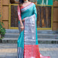 Rajwada Blue Banarasi Silk Saree with unstitched Blouse For Women