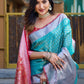 Rajwada Blue Banarasi Silk Saree with unstitched Blouse For Women