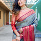 Rajwada Grey Silk  Saree with unstitched Blouse For Women