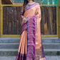 Rajwada Peach Silk  Saree with unstitched Blouse For Women