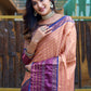 Rajwada Peach Silk  Saree with unstitched Blouse For Women