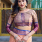 Rajwada Peach Silk  Saree with unstitched Blouse For Women