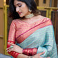 Rajwada Blue Silk Saree with unstitched Blouse For Women